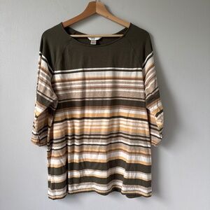 CJ Banks striped soft three-quarter length sleeve tee